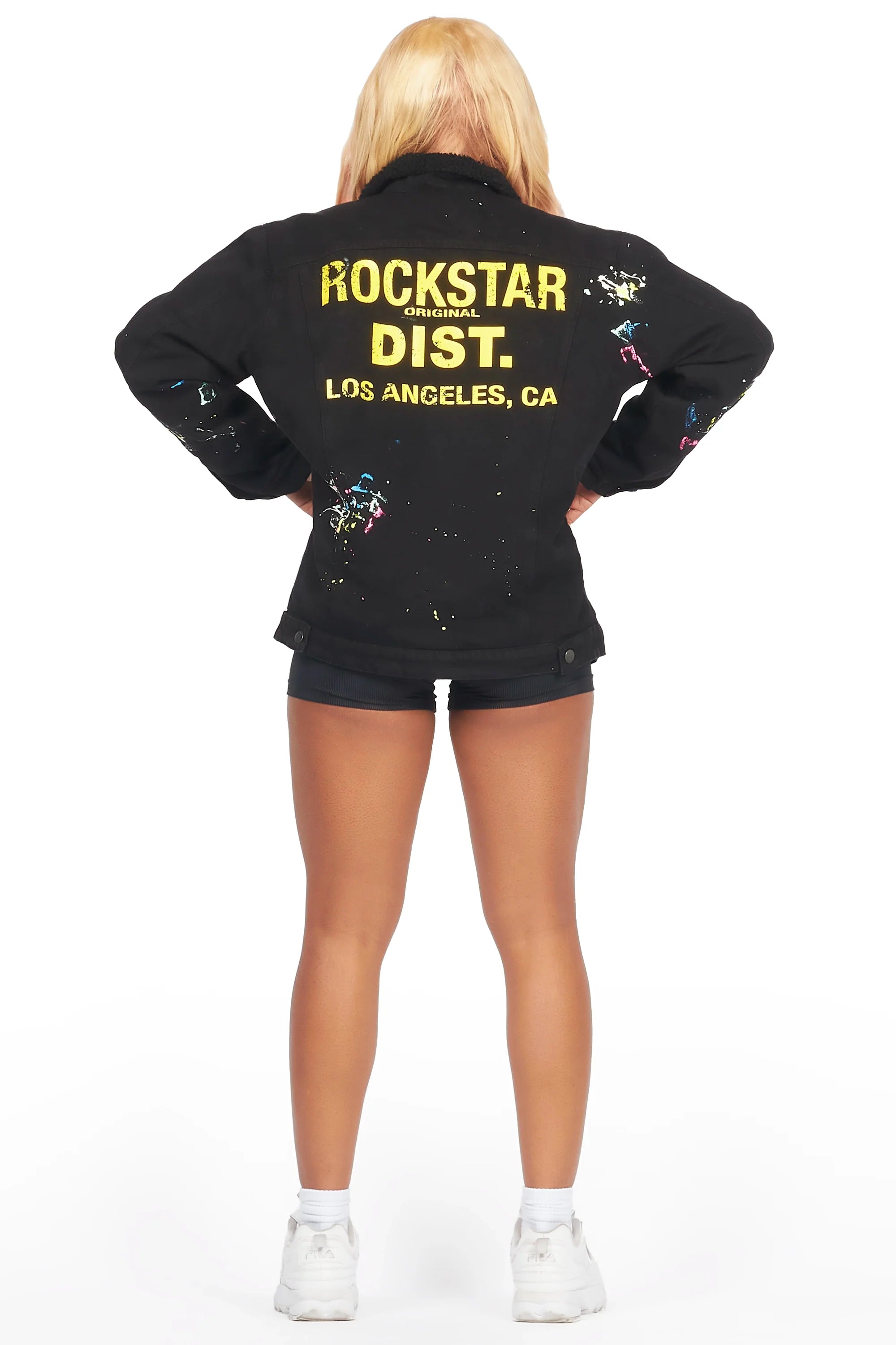 Cozmo Black Painted Denim Jacket