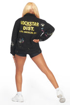 Cozmo Black Painted Denim Jacket