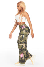 Sheree Camo Painted Wide Leg Jean