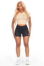 Lashina Tan Crop T-Shirt