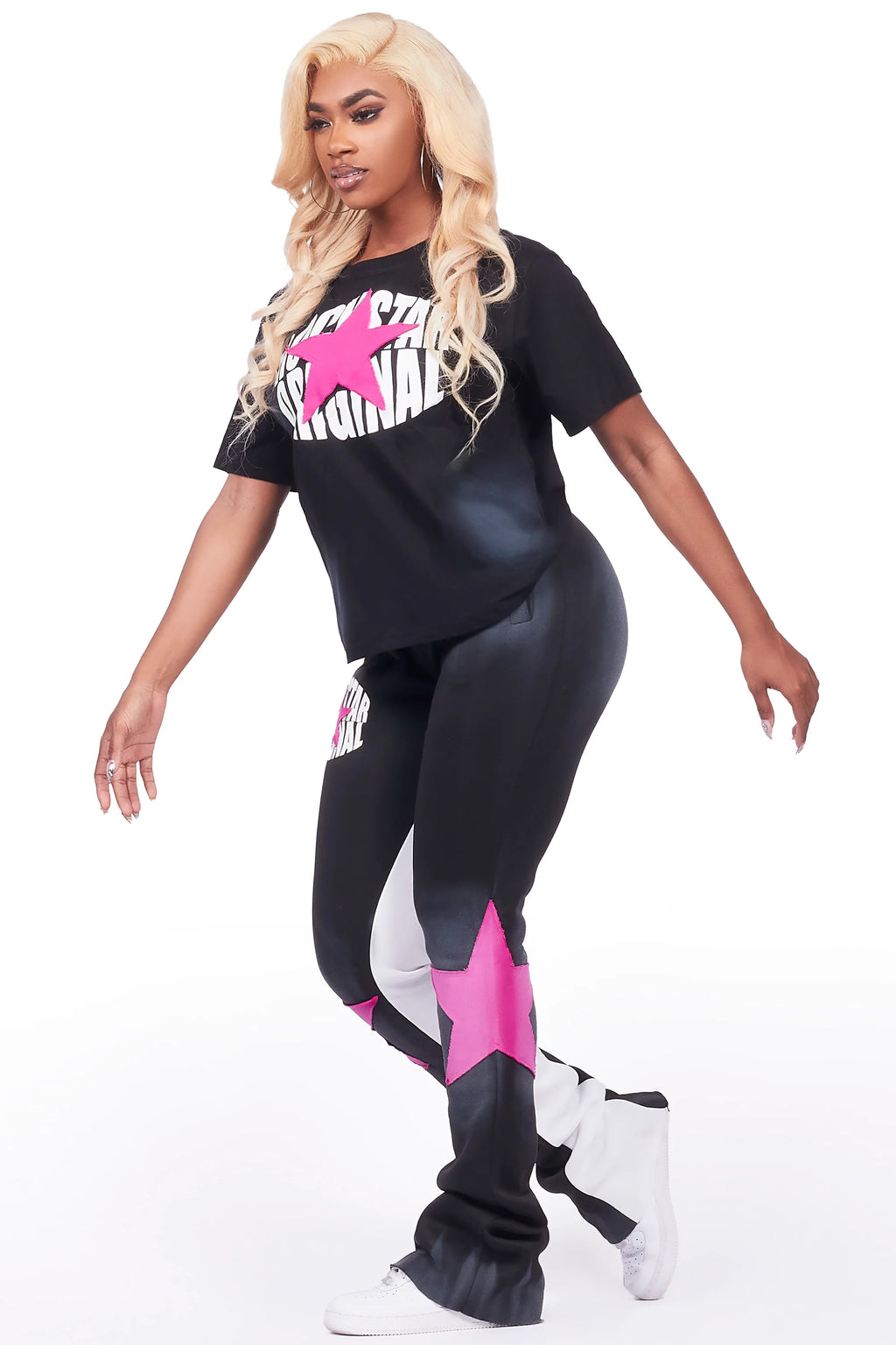 Kaliyah Black T-Shirt Trackset