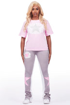 Kaliyah Pink/Grey T-Shirt Trackset