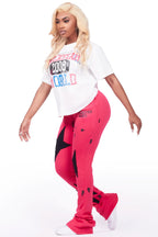 Aliyah White/Hot Pink T-Shirt Trackset