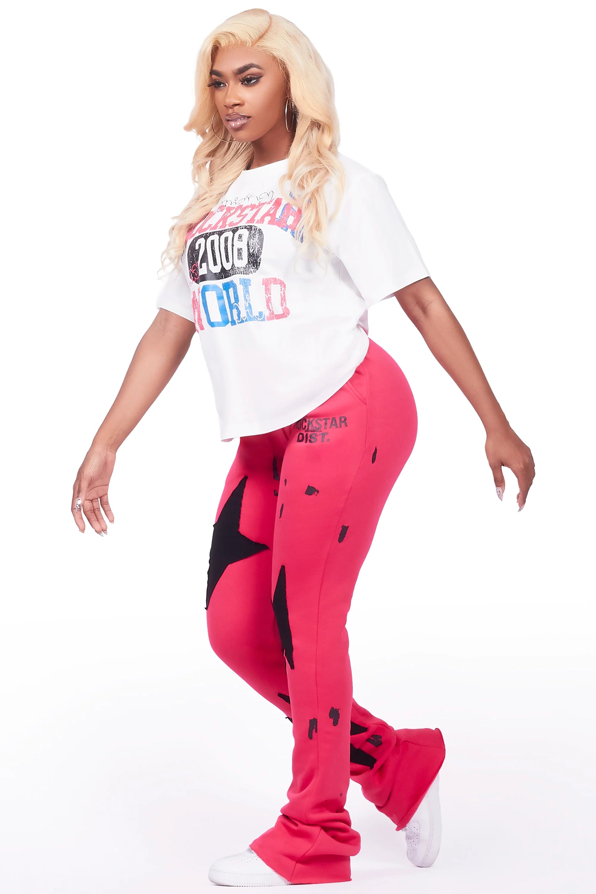 Aliyah White/Hot Pink T-Shirt Trackset