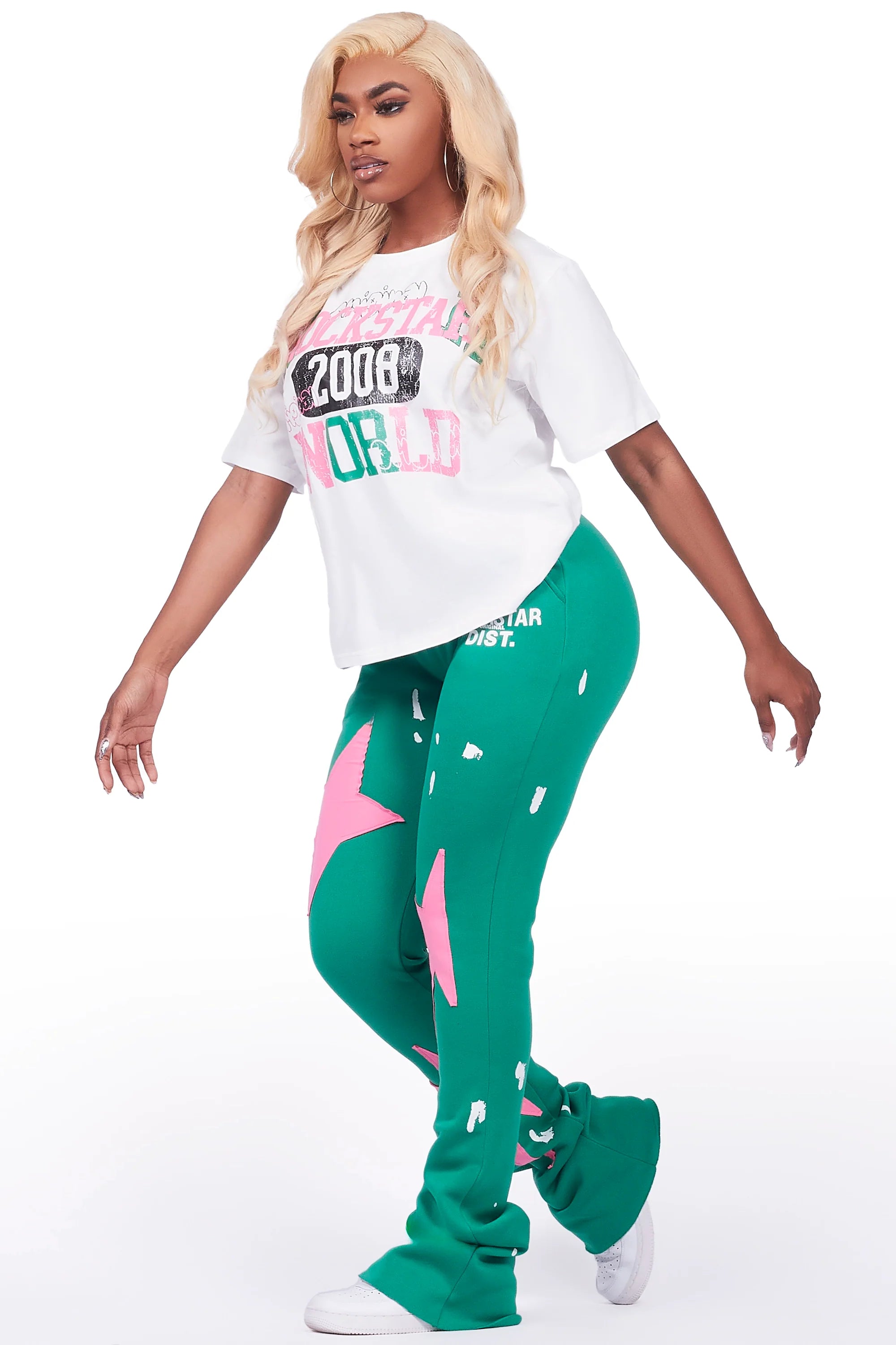 Aliyah White/Green T-Shirt Trackset