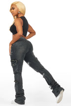Tatyana Grey Wash Painted Super Stacked Jean