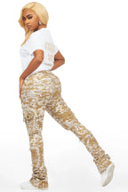Sharee White/Beige T-Shirt & Jean Set