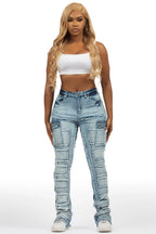 Ramia Med. Wash Stacked Flare Jean