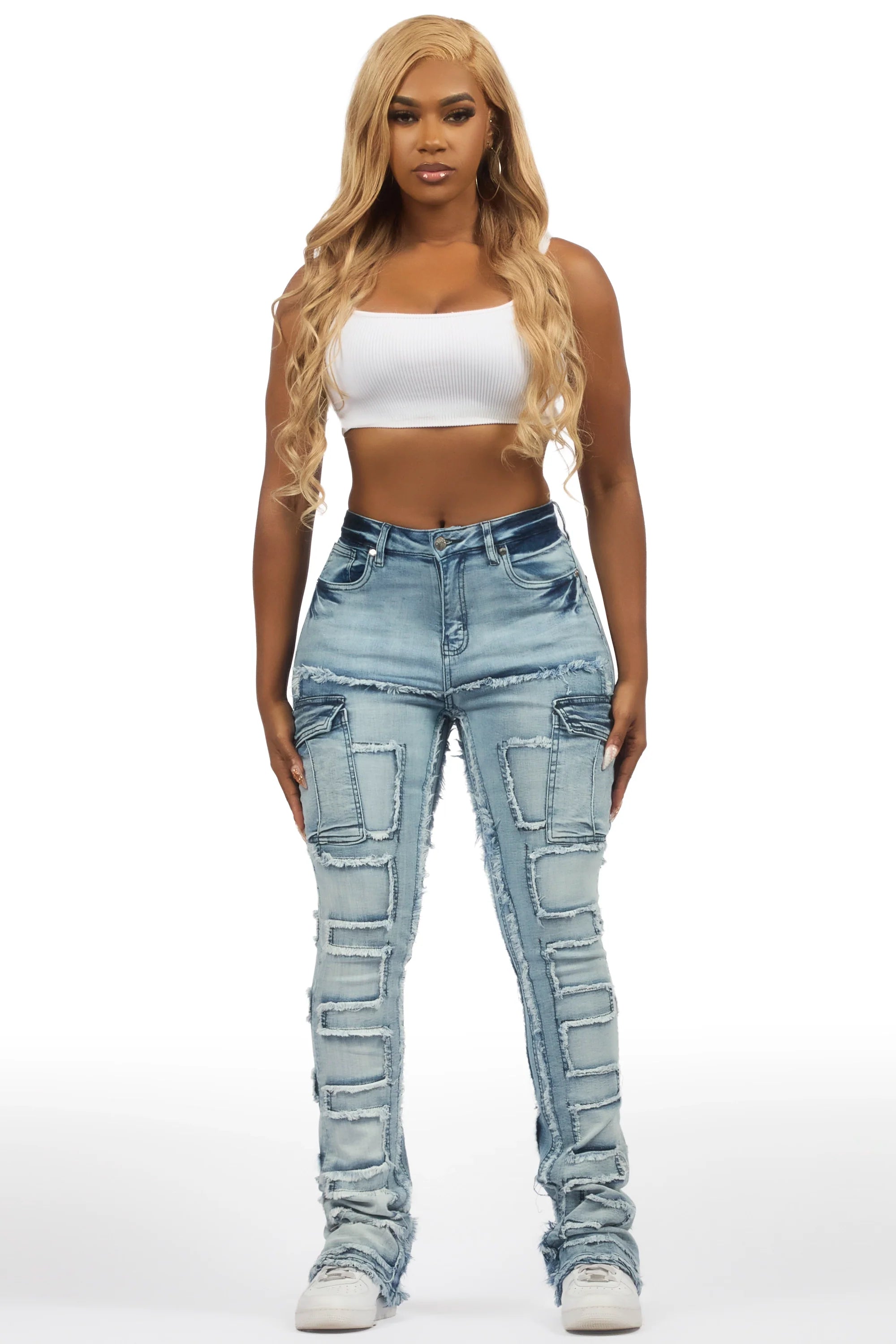 Ramia Med. Wash Stacked Flare Jean