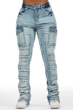 Ramia Med. Wash Stacked Flare Jean