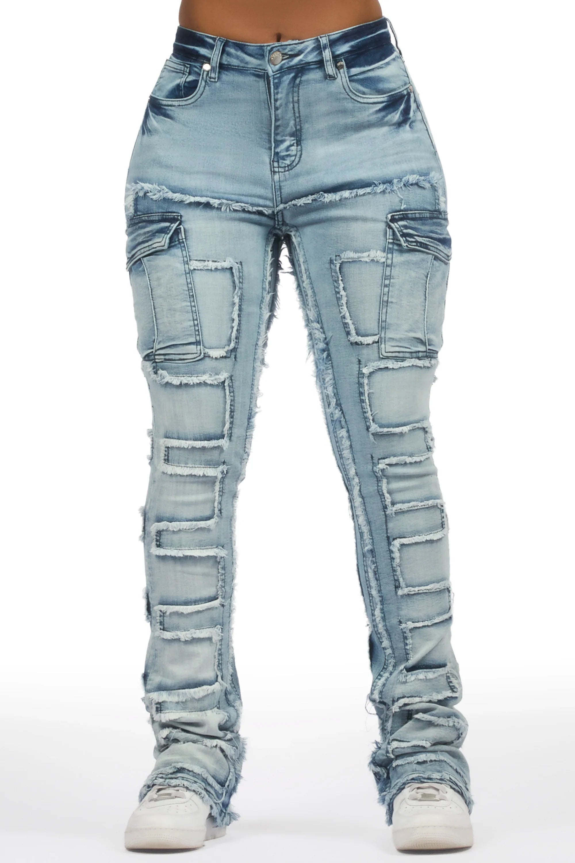 Ramia Med. Wash Stacked Flare Jean