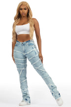 Zytaii Light Wash Stacked Flare Jean