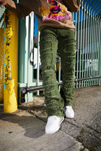 Shake Green Stacked Flare Jean