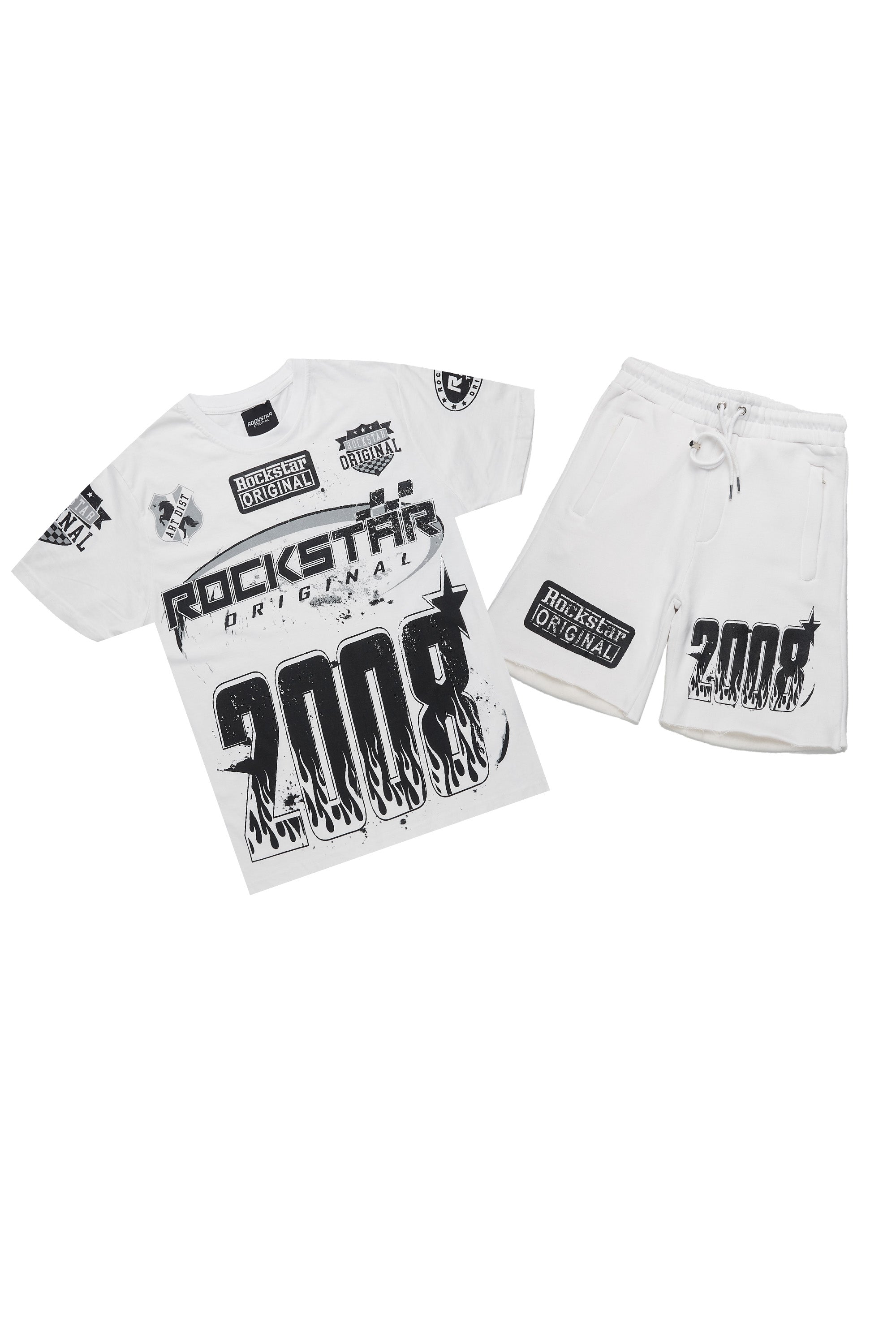 Amos White T-Shirt/Raw Edge Short Set