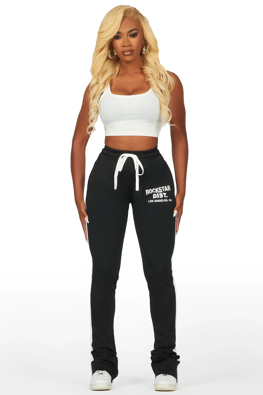 Savannah Black Super Stacked Track Pant