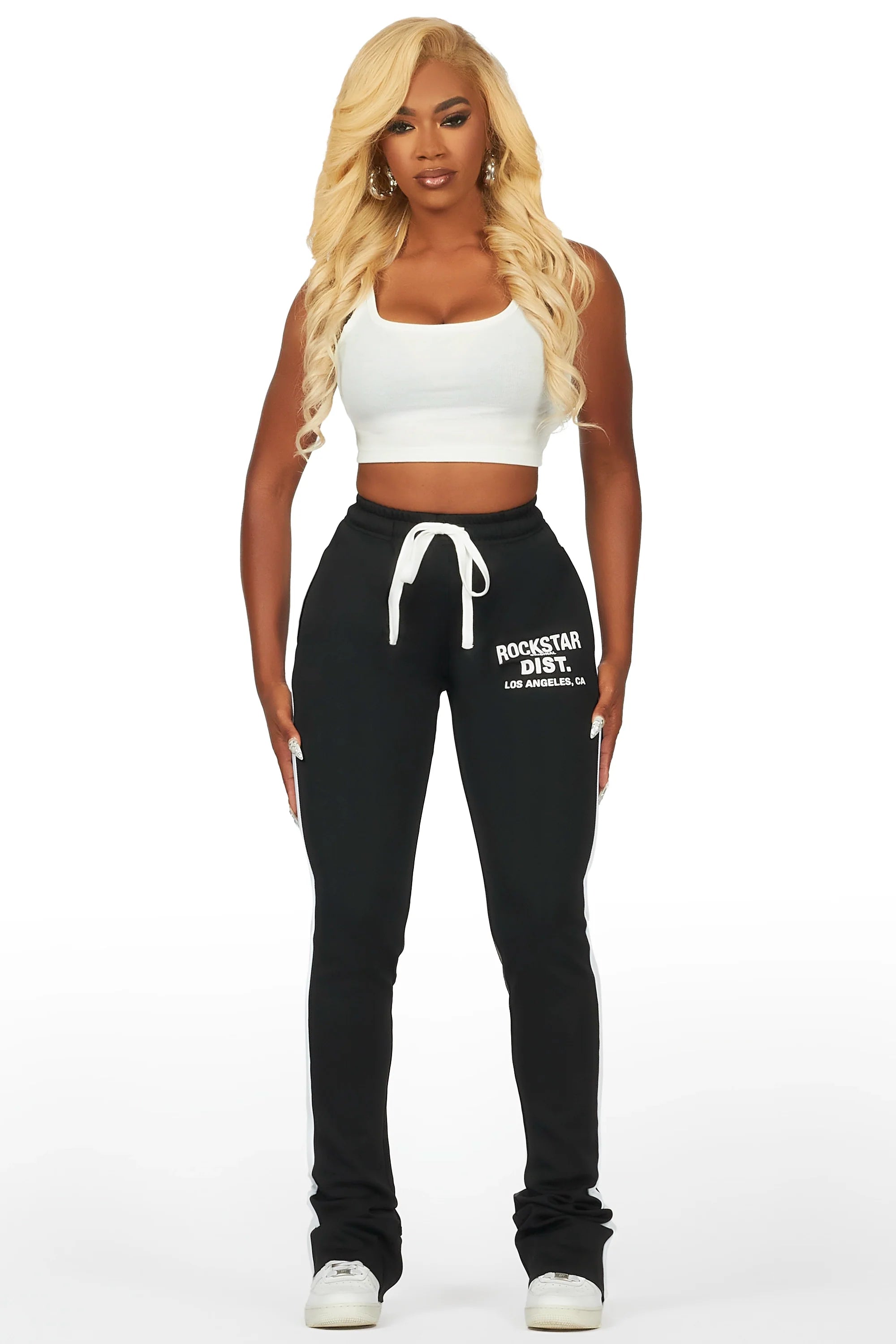 Savannah Black Super Stacked Track Pant