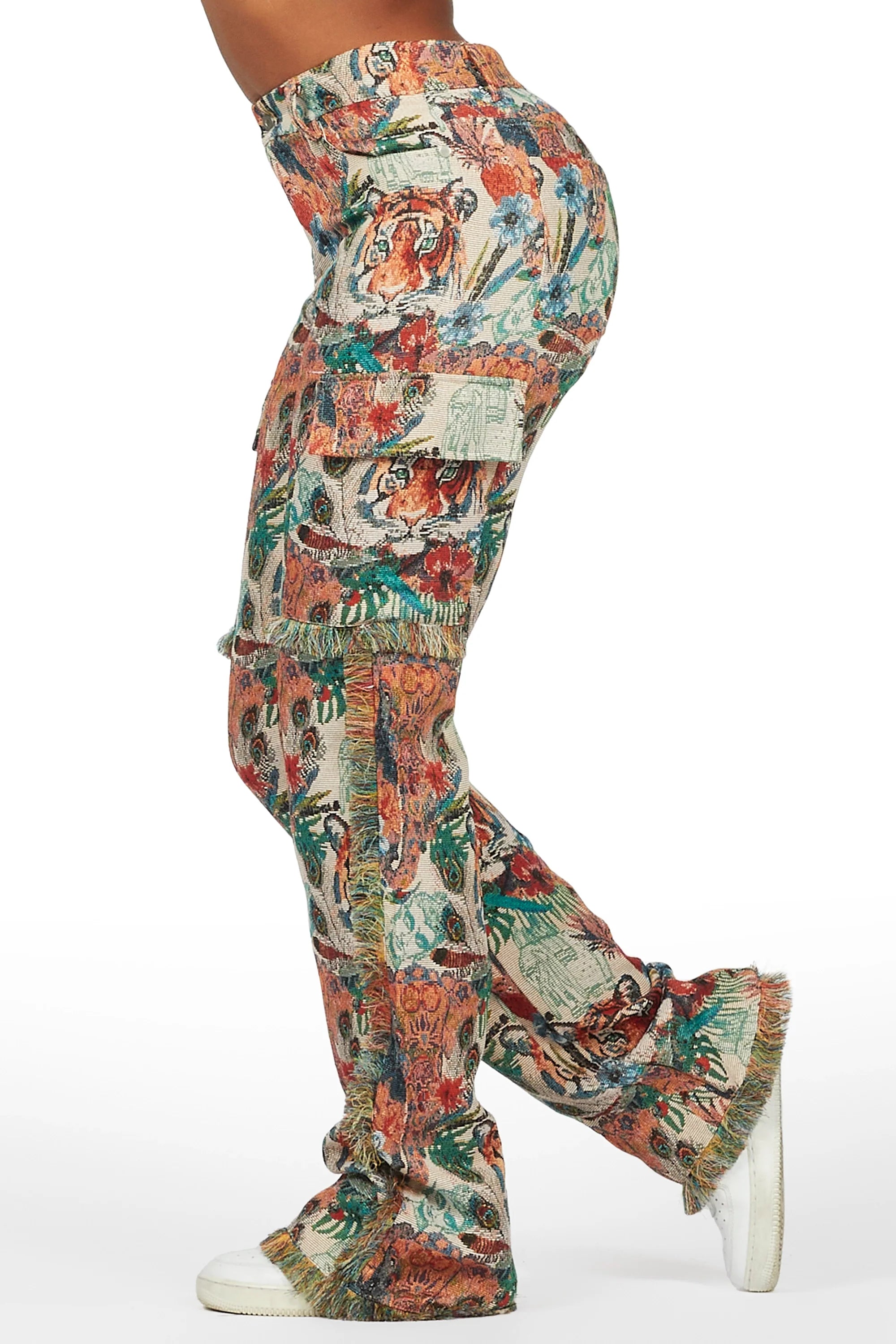 Rena Beige Tapestry Stacked Pant