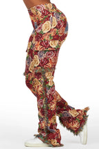 Darresha Red Floral Tapestry Stacked Pant