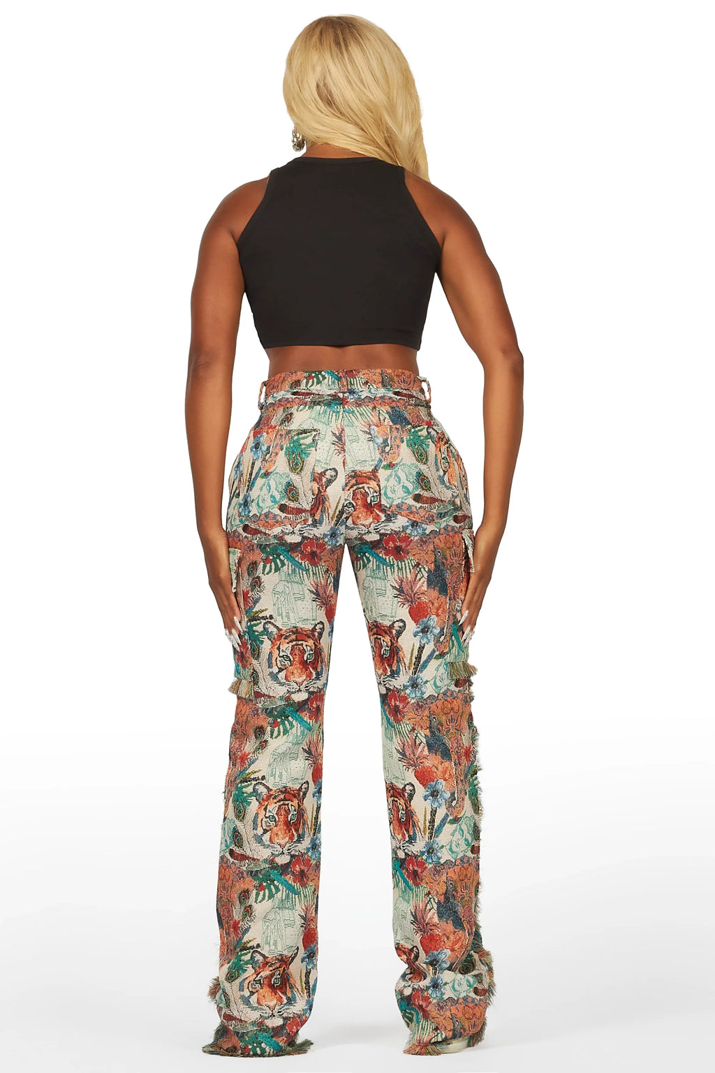 Rena Beige Tapestry Stacked Pant