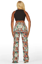 Rena Beige Tapestry Stacked Pant