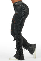 Cataleya Black Wash Super Stacked Jean
