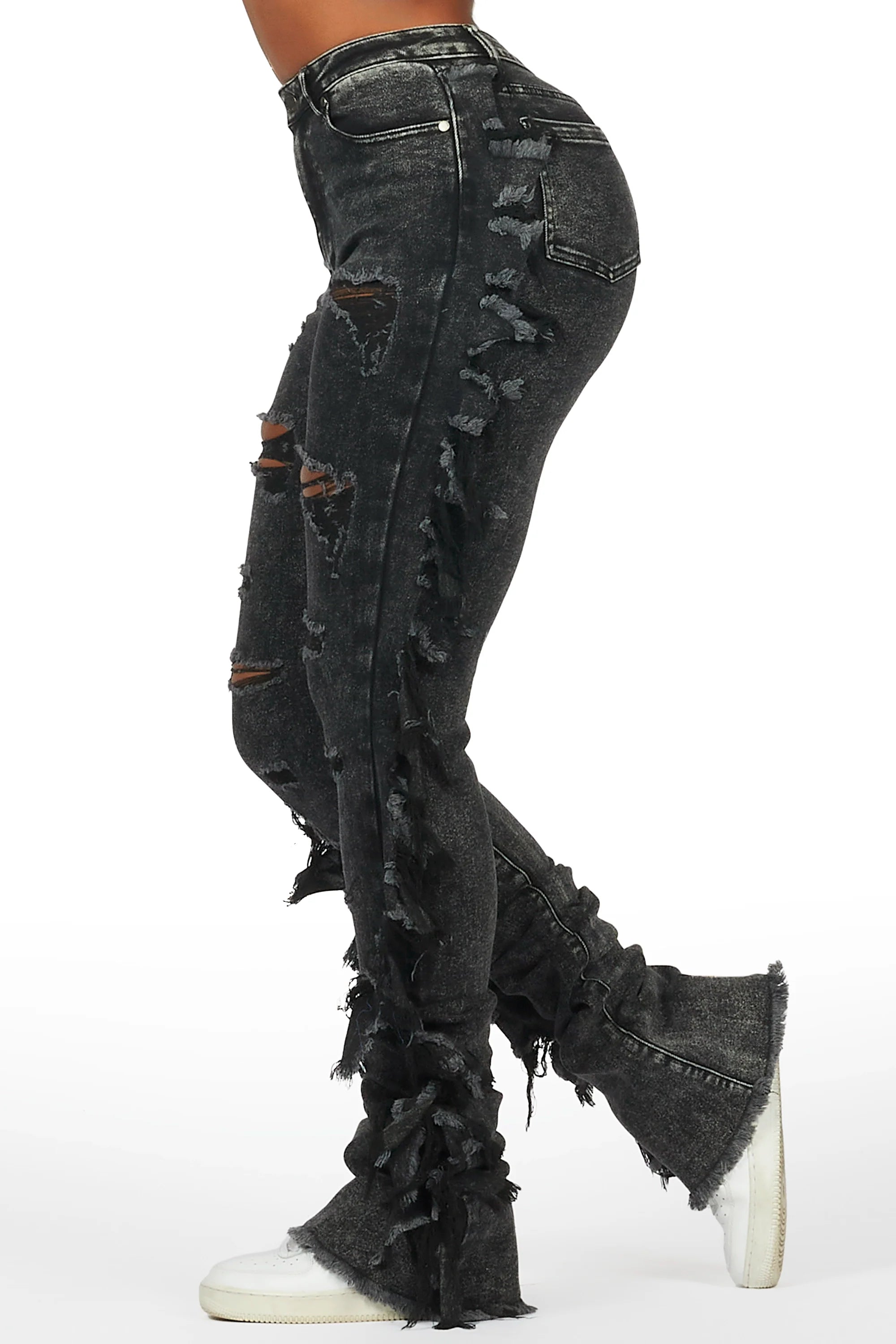 Cataleya Black Wash Super Stacked Jean