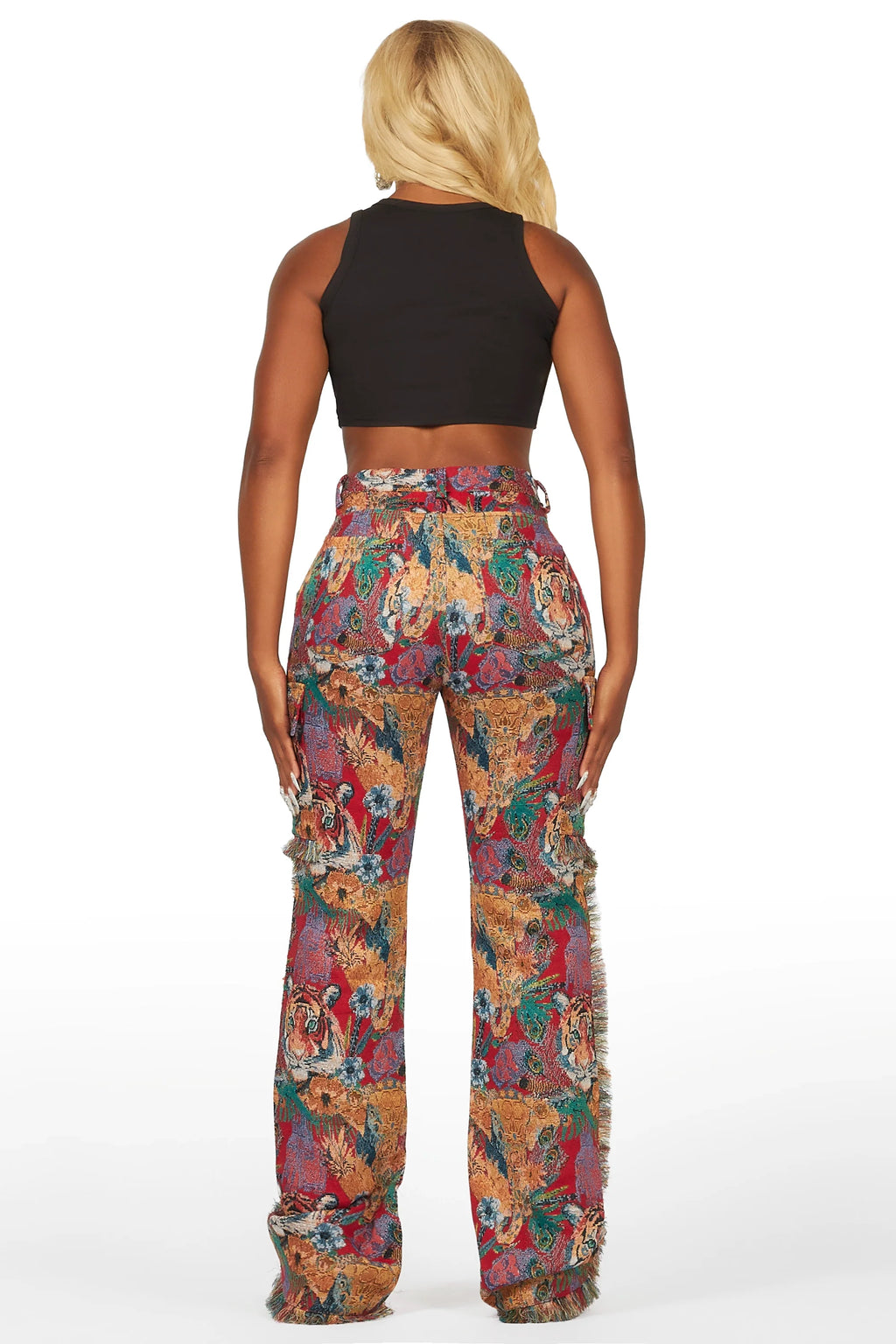 Rena Red Tapestry Stacked Pant