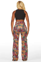 Rena Red Tapestry Stacked Pant