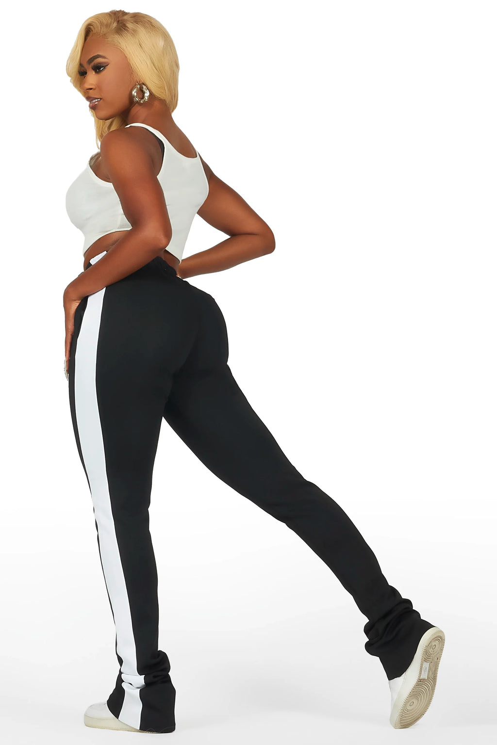 Savannah Black Super Stacked Track Pant