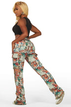 Rena Beige Tapestry Stacked Pant