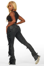 Cataleya Black Wash Super Stacked Jean