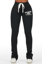 Savannah Black Super Stacked Track Pant