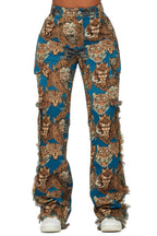 Khadiyah Blue Animal Print Tapestry Stacked Pant