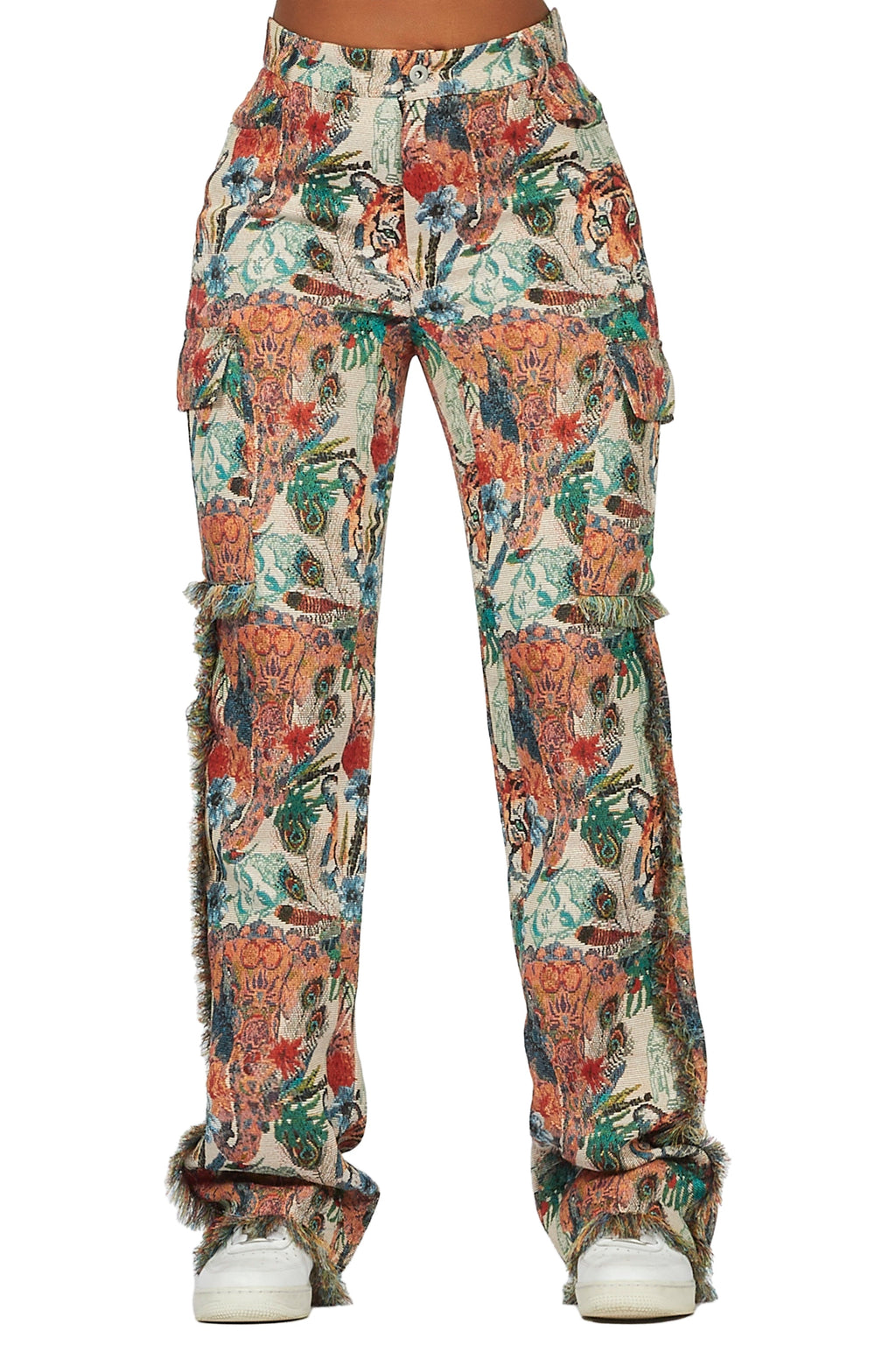 Rena Beige Tapestry Stacked Pant