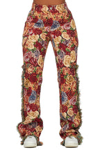 Darresha Red Floral Tapestry Stacked Pant