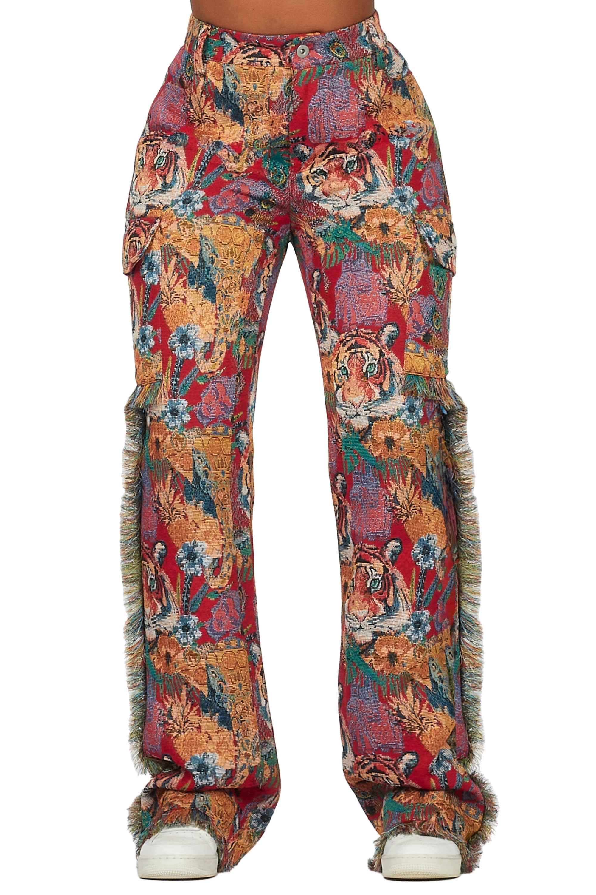 Rena Red Tapestry Stacked Pant