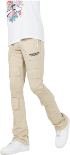 Ezekiel Beige Stacked Flare Pants