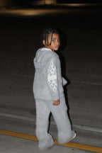 Boys Toshio Grey Stacked Flare Knitted Mohair Track Set