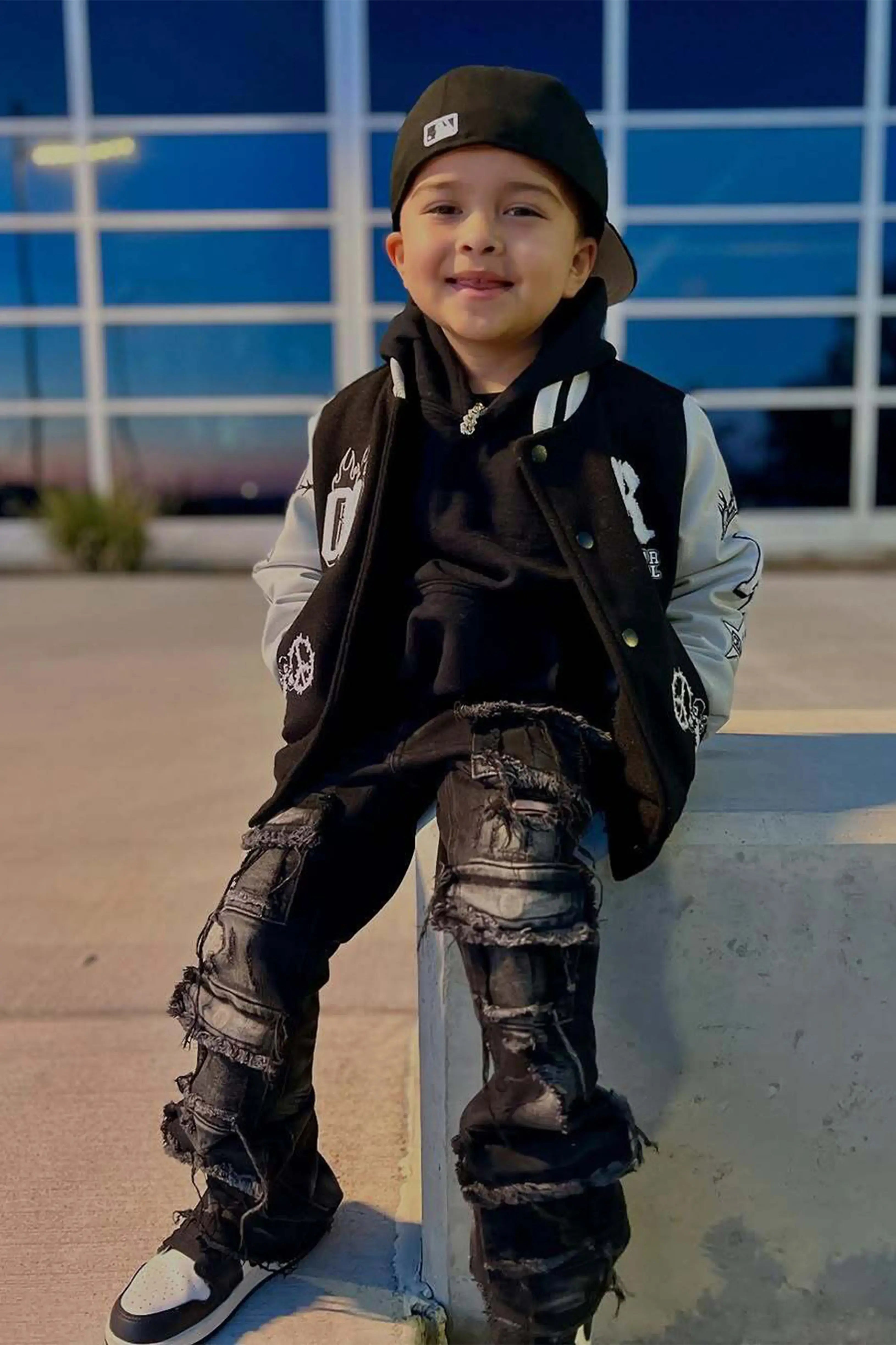 Boys Rune Black Varsity Jacket