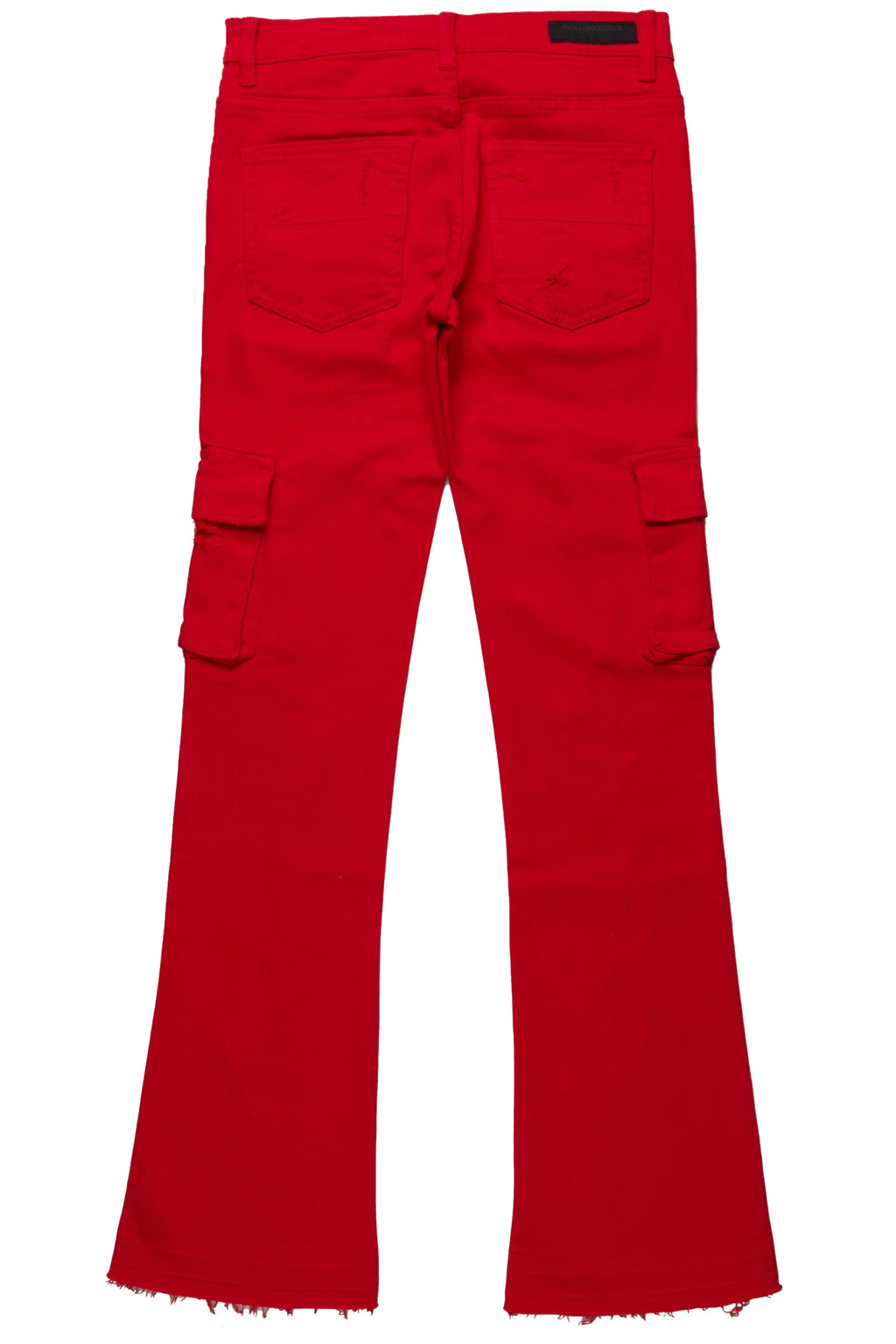 Boys Zaire Red Cargo Super Stacked Flare Jean