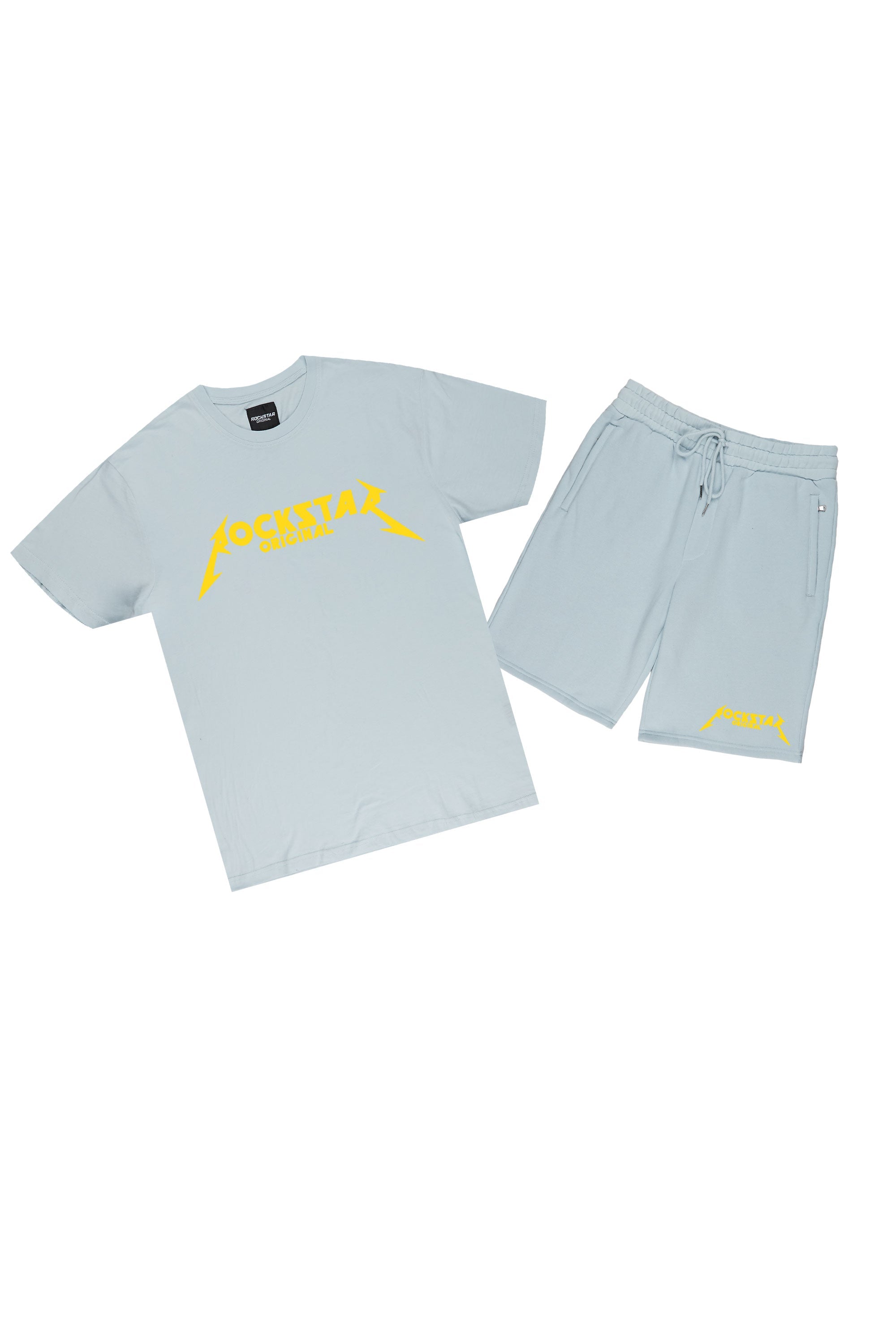 Buck Short Set-Baby Blue/Yellow