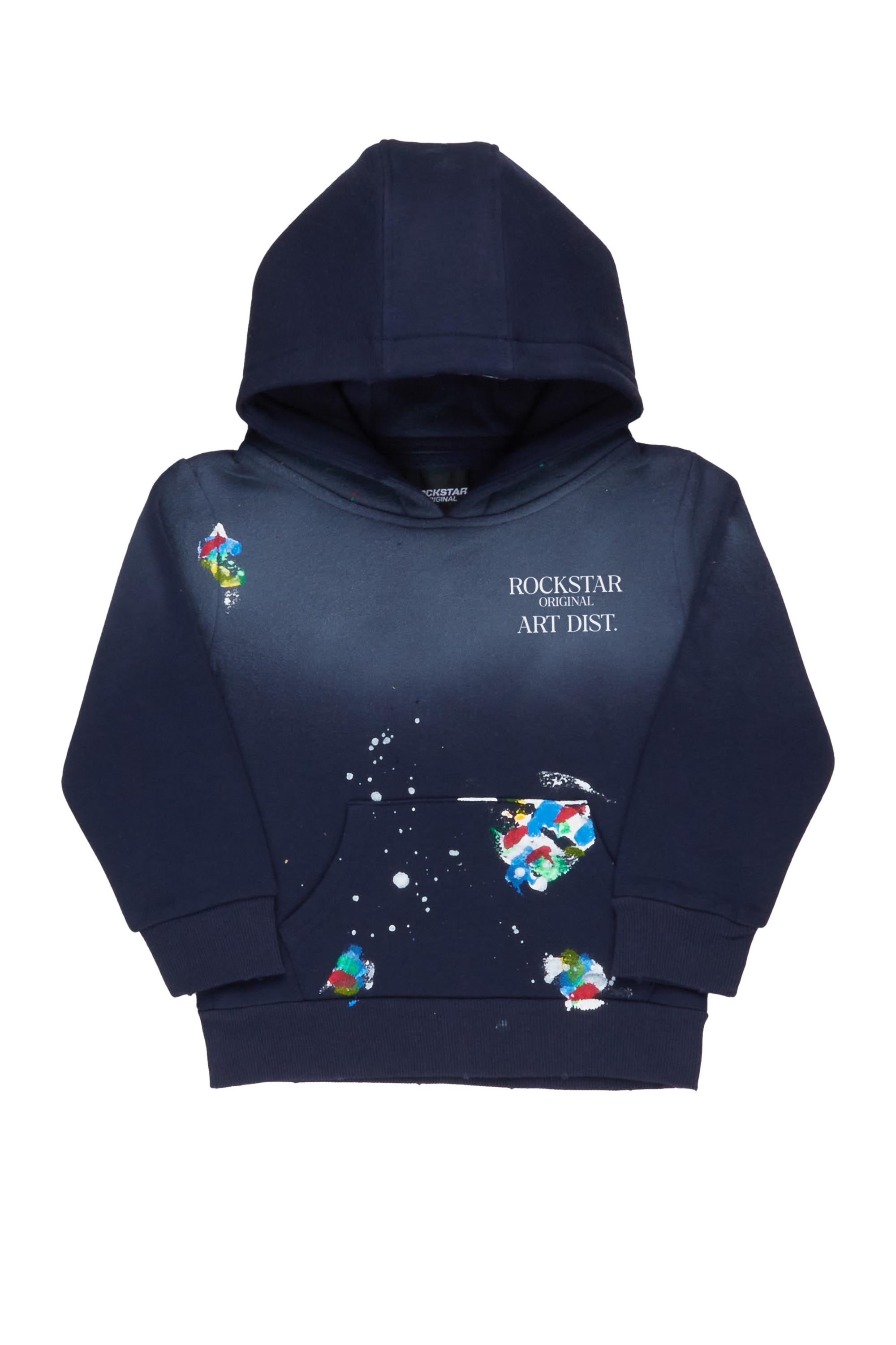 Boys Rockstar Art Dist. Navy Graphic Hoodie