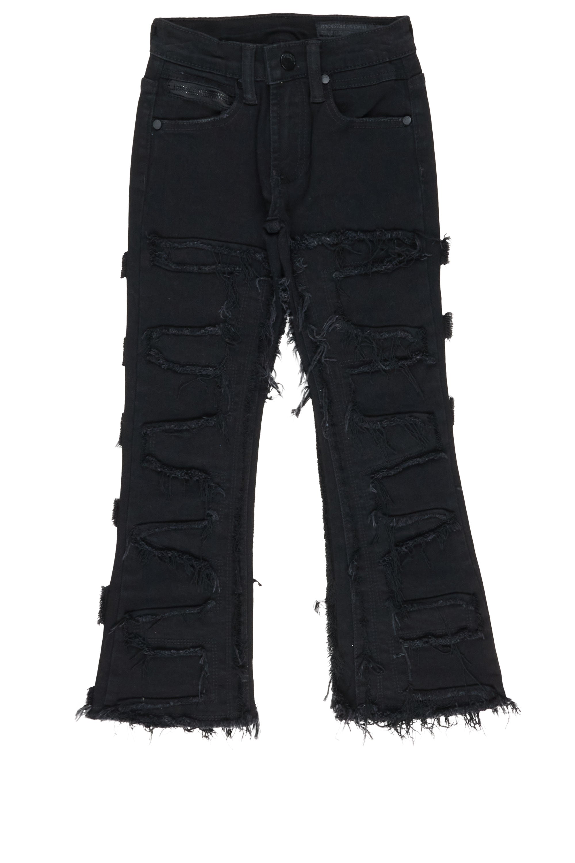 Boys Shake Jet Black Stacked Flare Jean