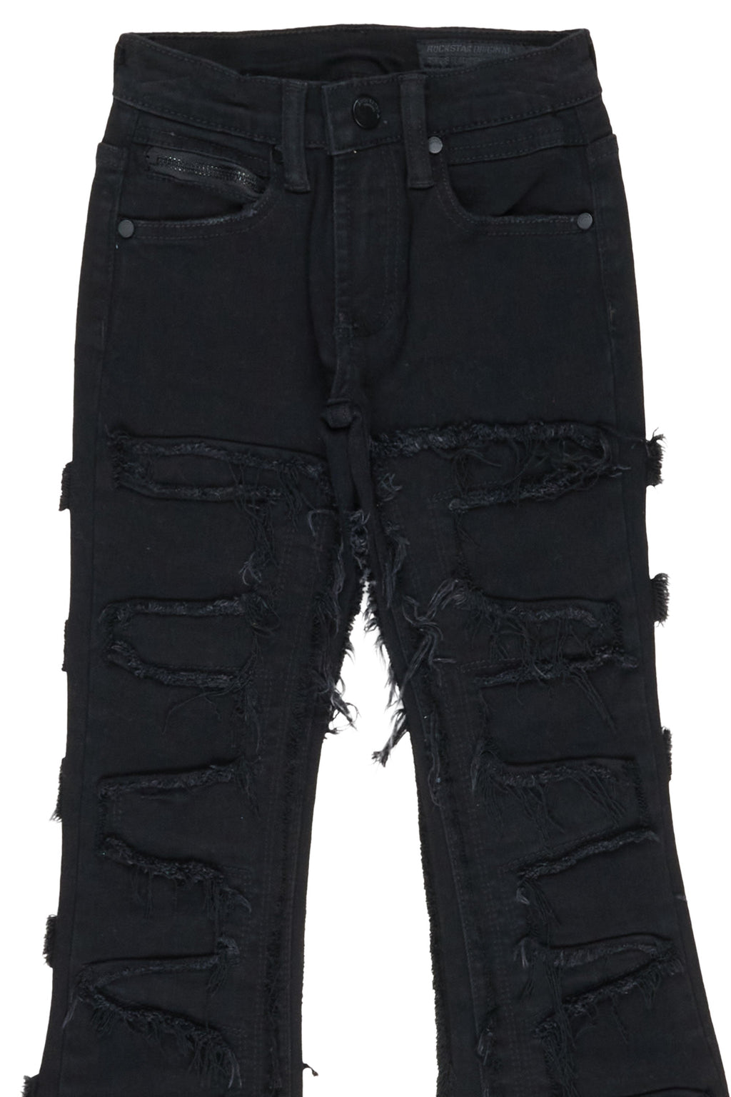 Boys Shake Jet Black Stacked Flare Jean