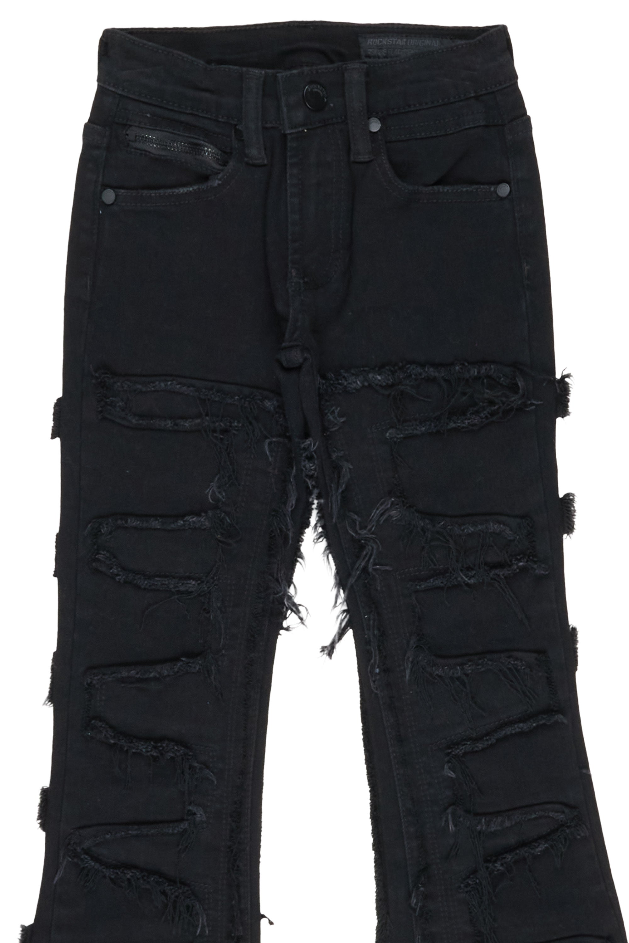 Boys Shake Jet Black Stacked Flare Jean