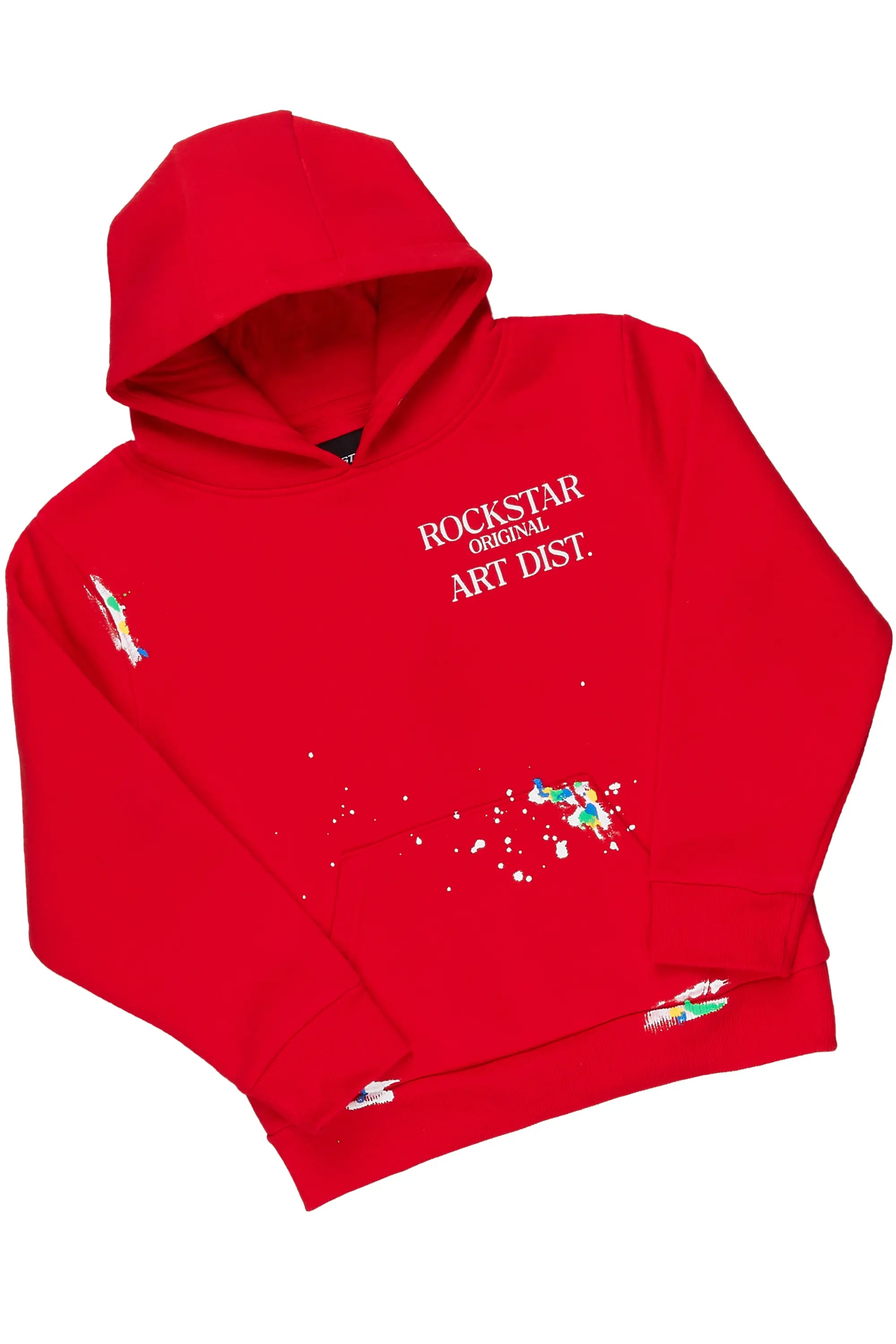 Girls Artie Red Hoodie Stacked Flare Track Set