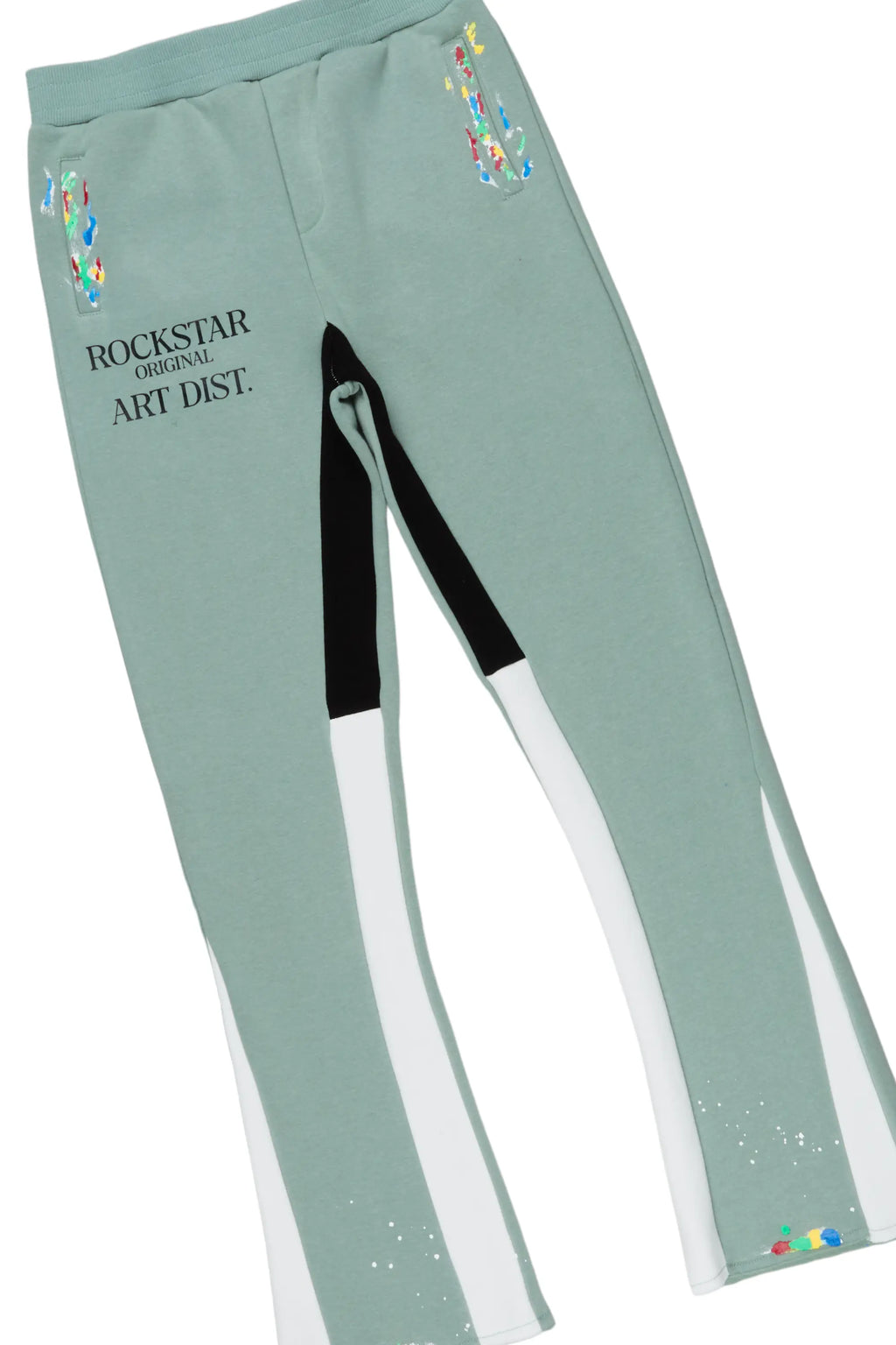 Boys Art Dist. Sage/White Hoodie Stacked Flare Track Set