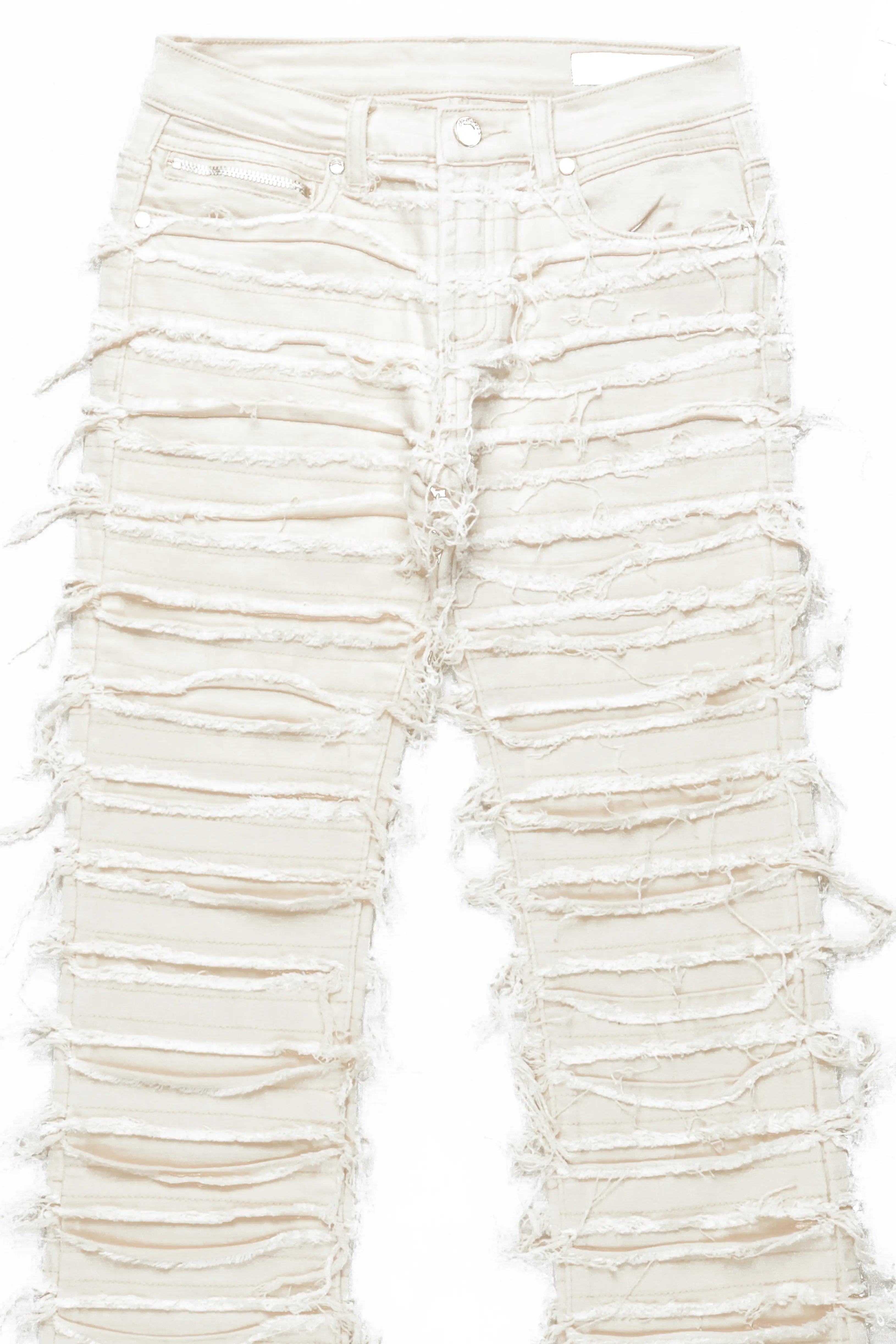 Boys Cassius Beige Stacked Flare Jean