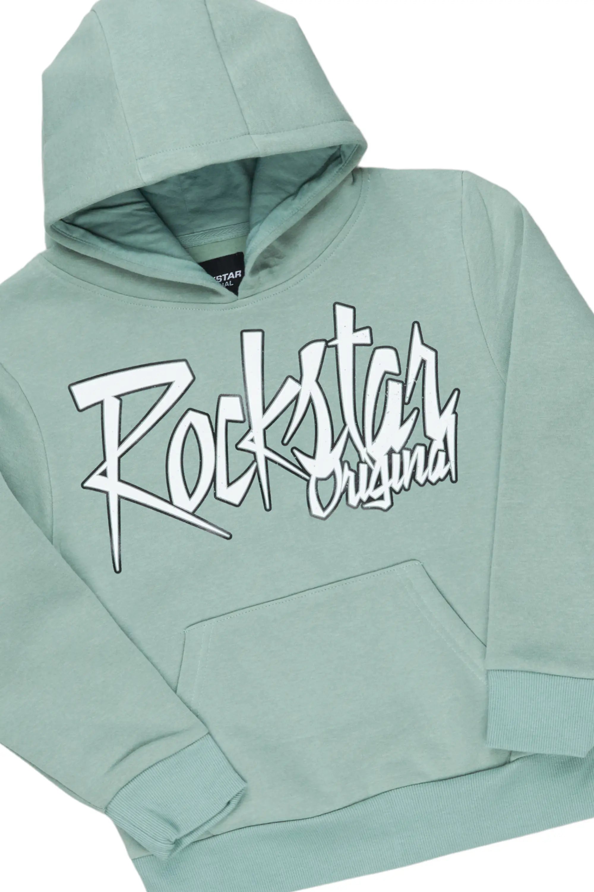 Boys Kalibre Sage/White Hoodie Stacked Flare Track Set