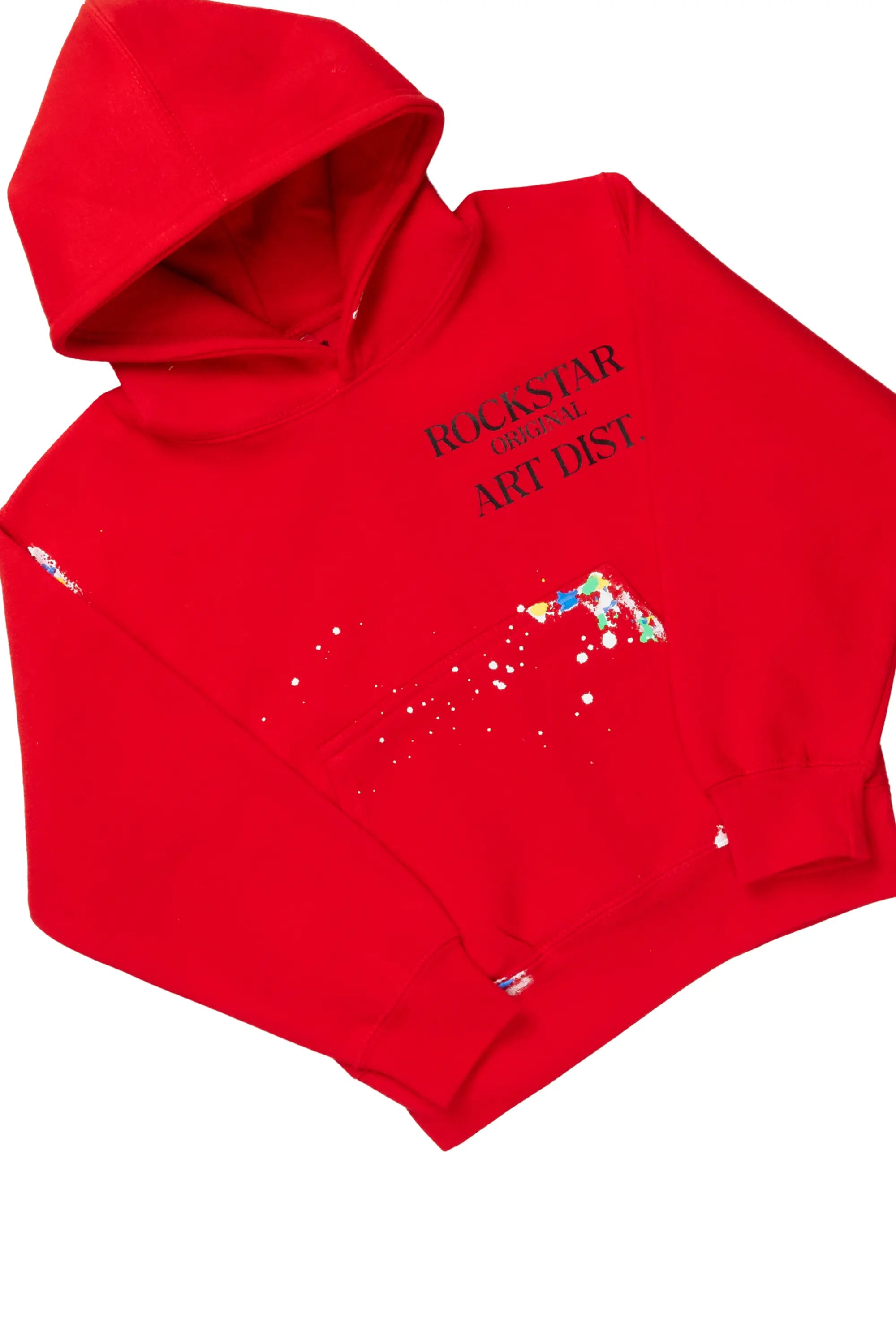 Boys Palmer Red Hoodie/Black Super Stacked Flare Jean Set